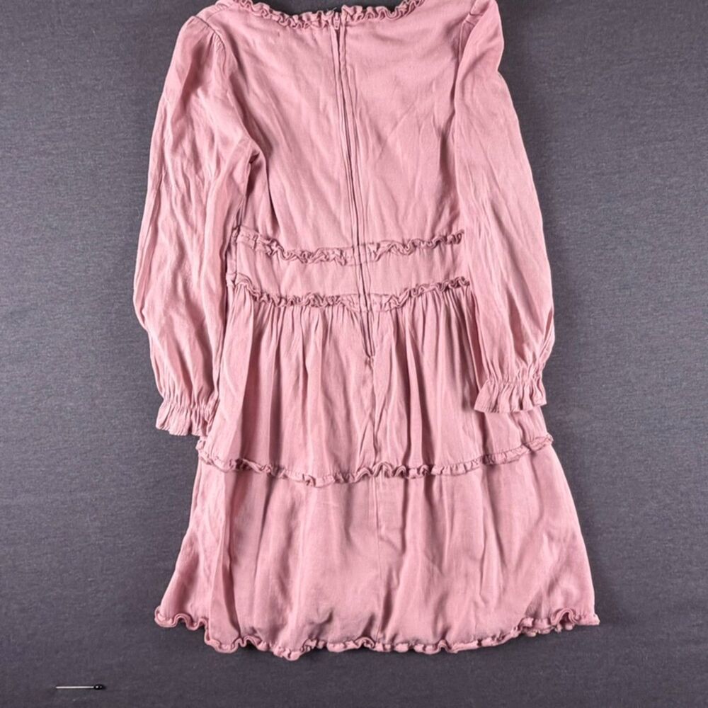 Mi Ami Girls Pink Tiered Ruffle Dress Long Sleeve Size Youth 14